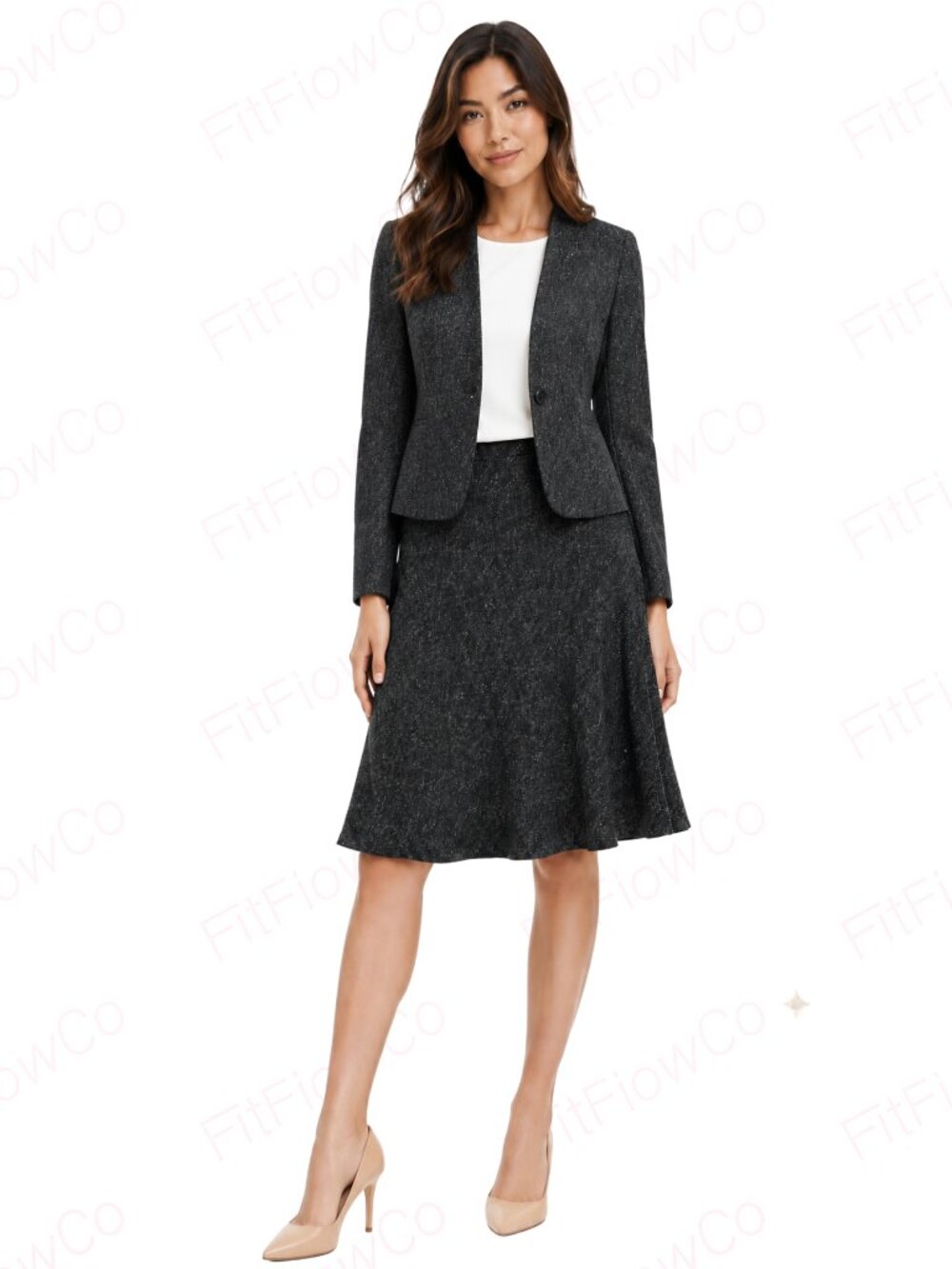 Calvin Klein Salt & Pepper Textured Blazer Size 6